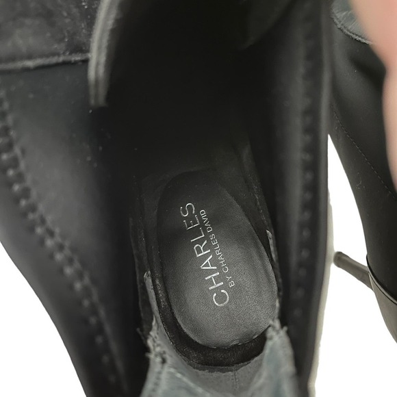 Charles by Charles David Ankle Boot Front Zip Mixed Media Leather Black Size 8.5 - Picture 4 of 8